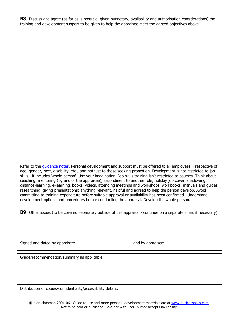 Performance Appraisal Form Template, Page 8