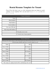 &quot;Rental Resume Template for Tenant&quot;