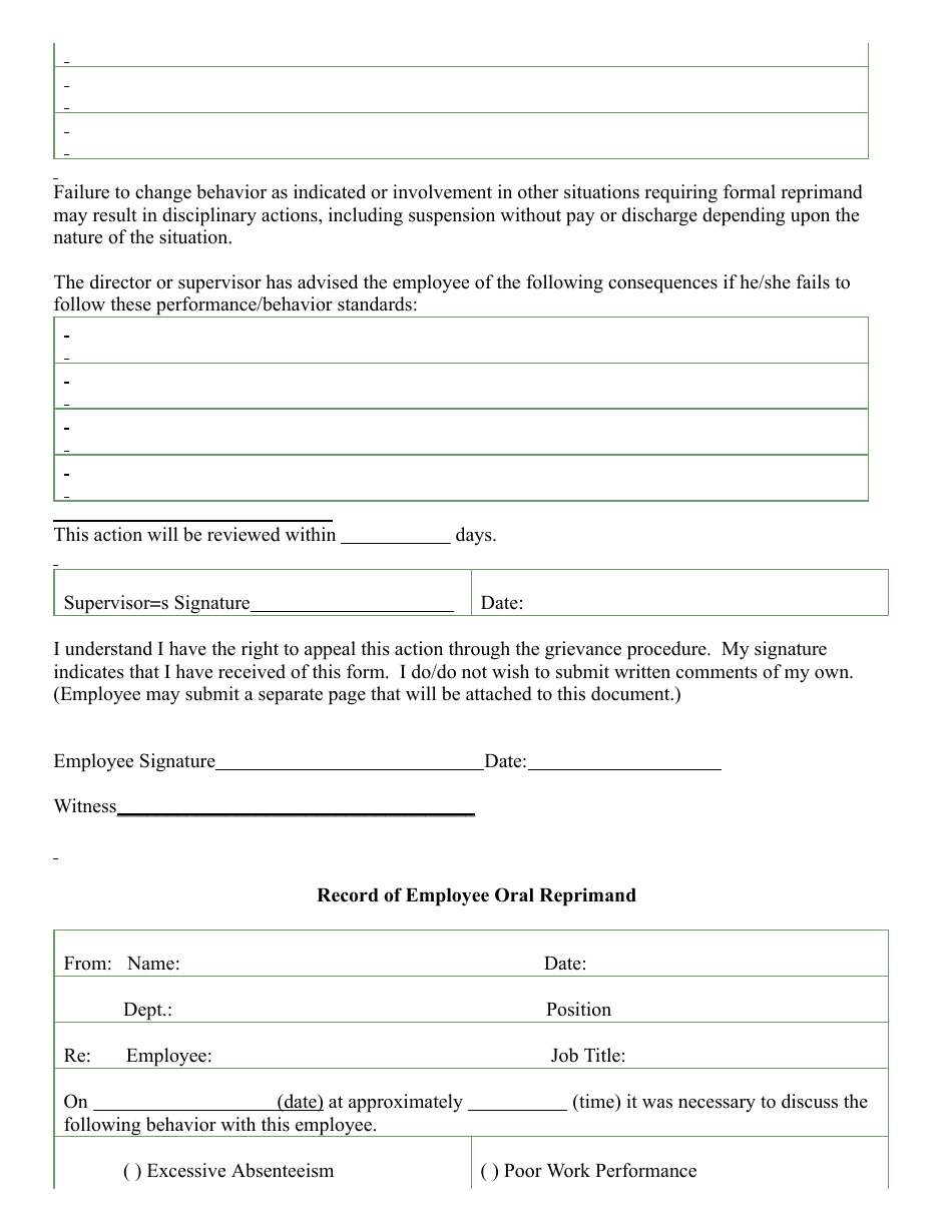 Employee Formal Written Reprimand Template - Fill Out, Sign Online and ...