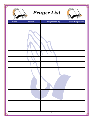 Prayer List Template Download Printable PDF | Templateroller