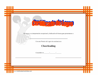 Document preview: Certificado De Logro En Cheerleading (Spanish)