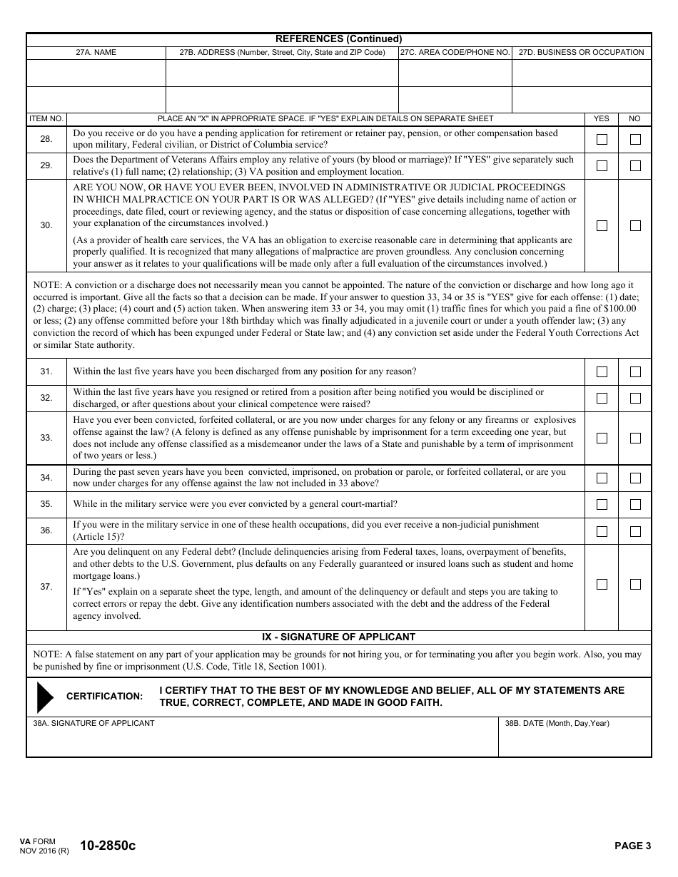 Va Form 10 2850c Fill Out Sign Online And Download Fillable Pdf