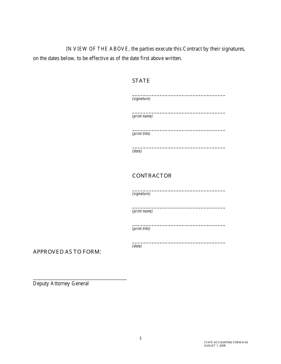 Form D-45 Contract for Personal Services - Hawaii, Page 3