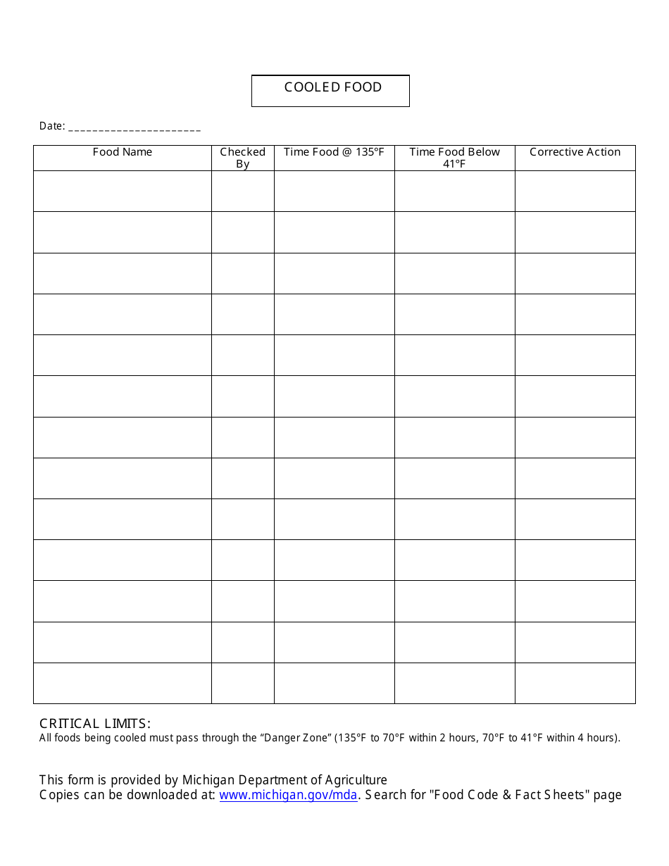 Food Temperature Monitoring Forms - Michigan, Page 2