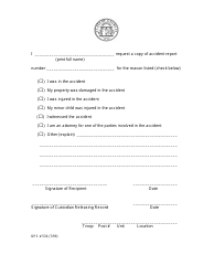 Form DPS536 &quot;Accident Report Release Form&quot; - Georgia (United States)