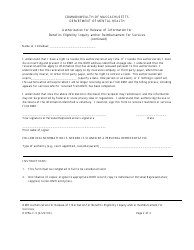 Form HIPPA-F-5 Authorization for Release of Information for Benefits Eligibility Inquiry and/or Reimbursement for Services - Massachusetts, Page 2