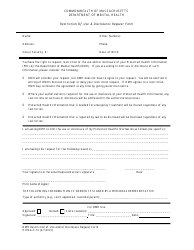 Form HIPAA-F-13 &quot;Restriction of Use &amp; Disclosures Request Form&quot; - Massachusetts
