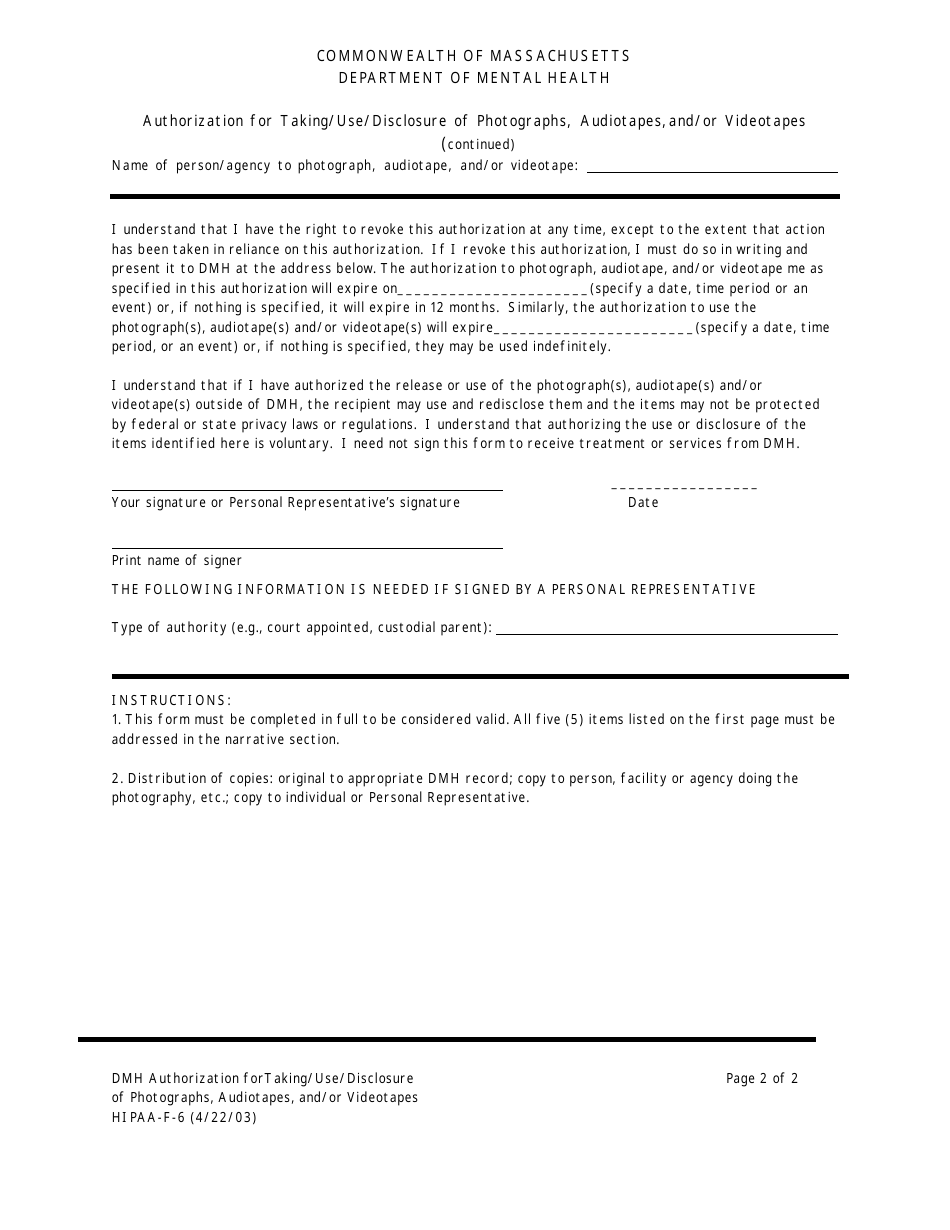 Form HIPAA-F-6 - Fill Out, Sign Online and Download Printable PDF ...