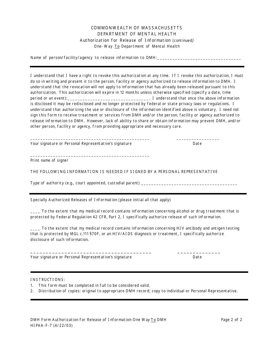 Form HIPAA-F-7 - Fill Out, Sign Online and Download Printable PDF ...