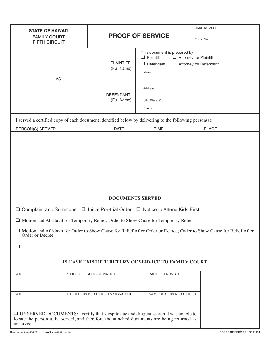 Form 5F-P-183 Uncontested Divorce Without Children (Instructions and Forms) - Hawaii, Page 12