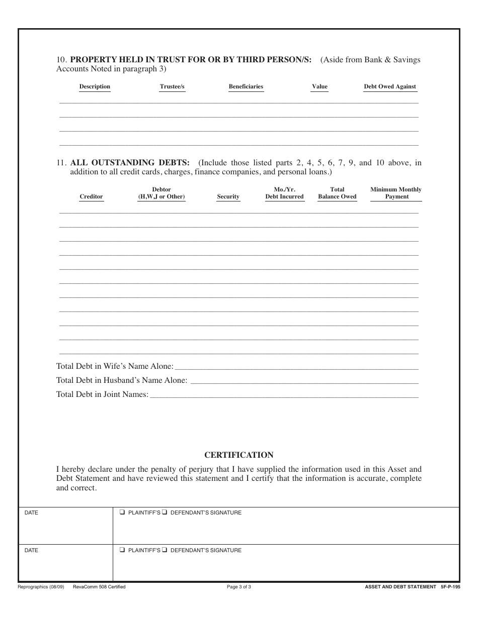 Form 5F-P-183 Uncontested Divorce Without Children (Instructions and Forms) - Hawaii, Page 22
