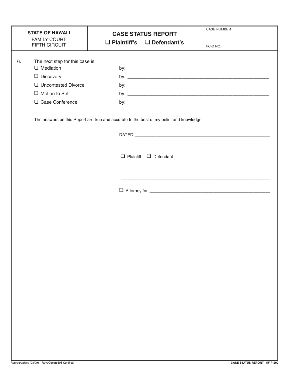 Form 5F-P-183 Uncontested Divorce Without Children (Instructions and Forms) - Hawaii, Page 32