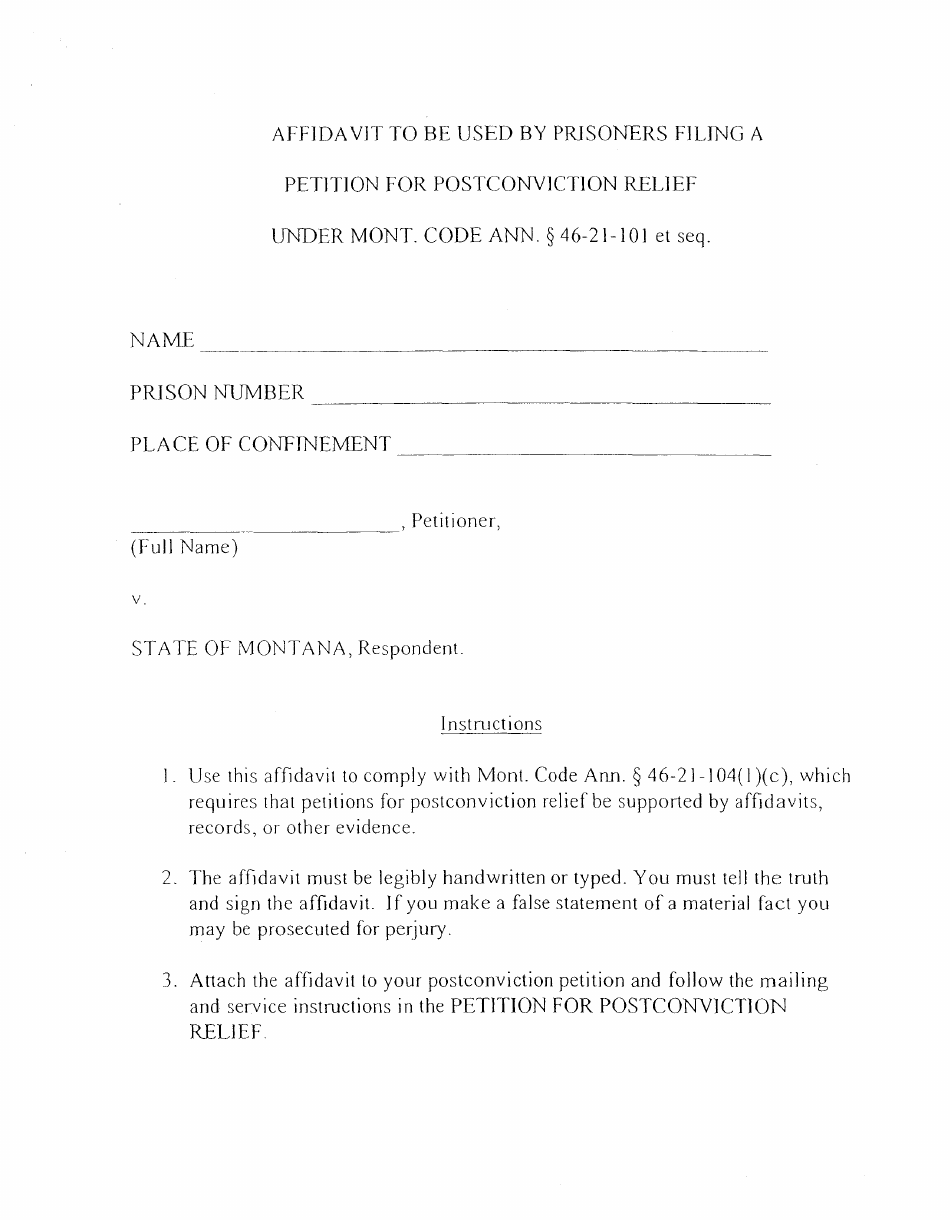 Petition for Postconviction Relief - Montana, Page 15
