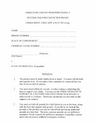 Petition for Postconviction Relief - Montana