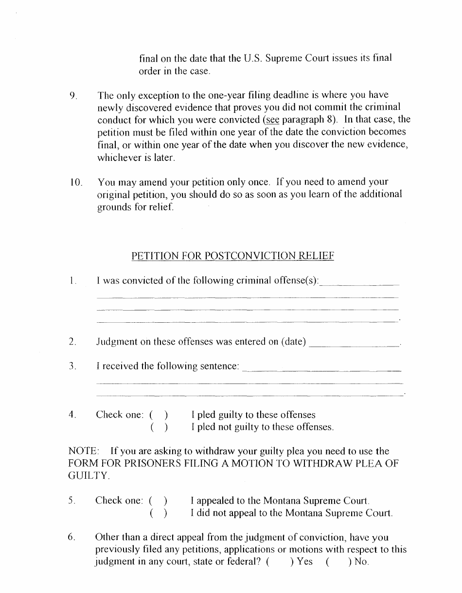 Petition for Postconviction Relief - Montana, Page 3
