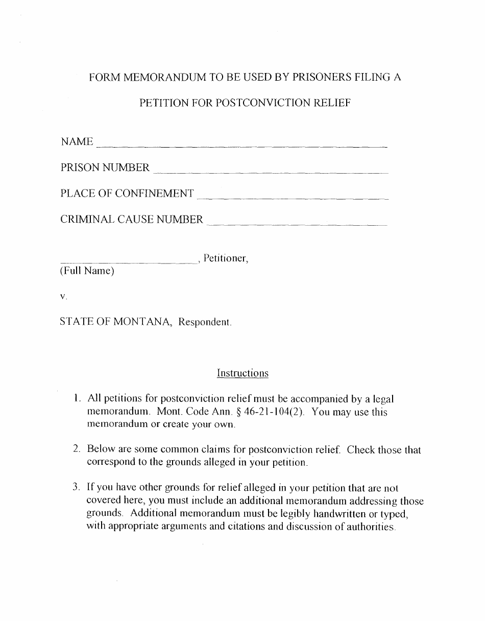 Petition for Postconviction Relief - Montana, Page 8