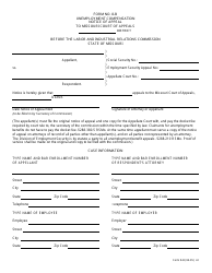Document preview: Form 8-B Unemployment Compensation Notice of Appeal to Missouri Court of Appeals - Missouri