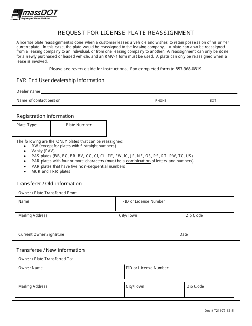 Form T21107  Printable Pdf