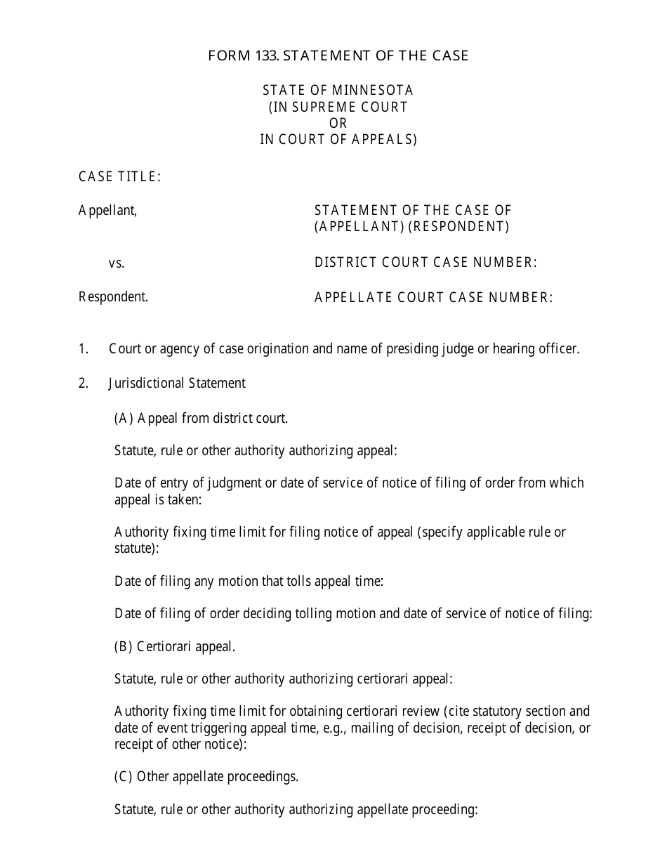 Form 133 Form 133 - Fill Out, Sign Online and Download Printable PDF, Minnesota ...