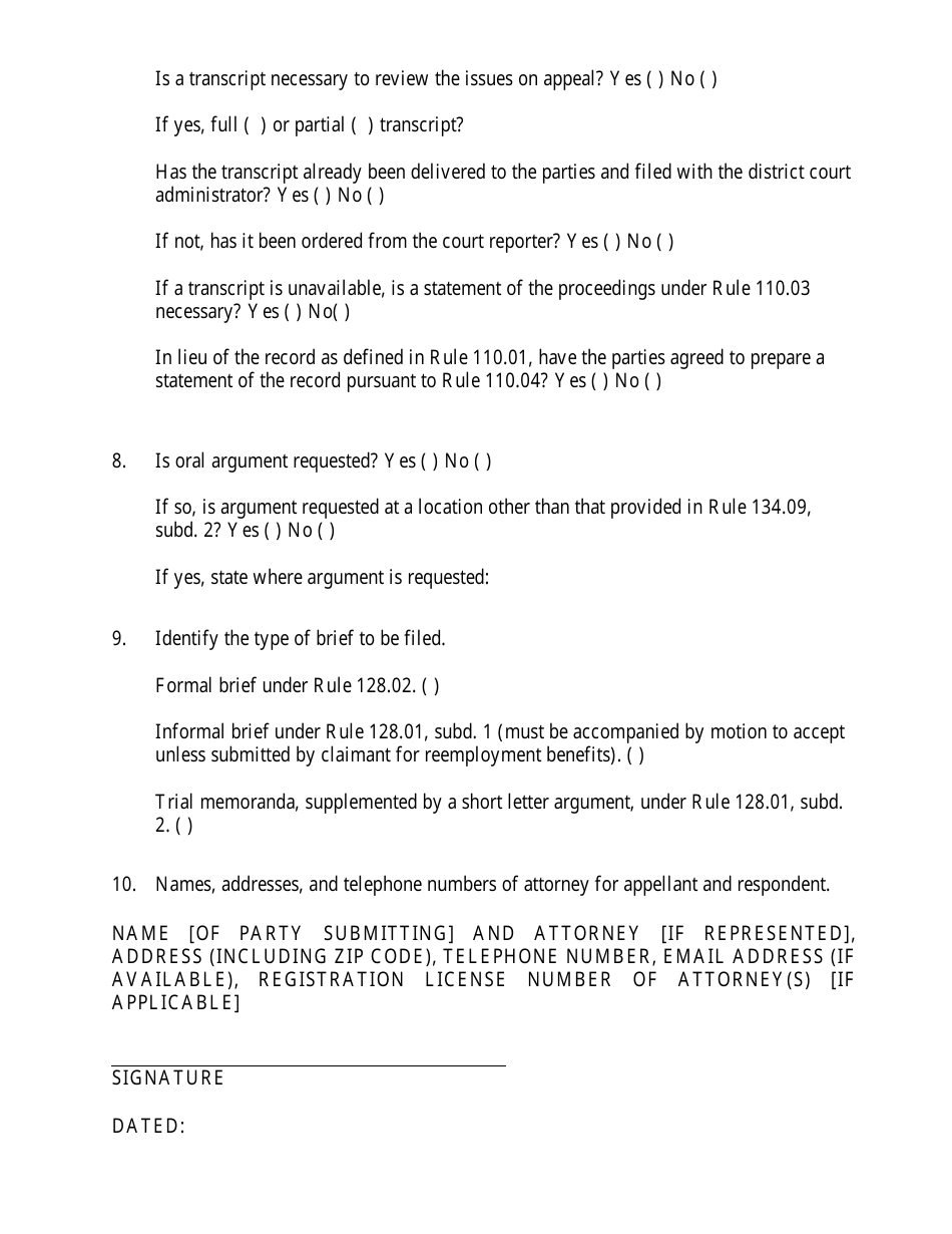 Form 133 Statement of the Case - Minnesota, Page 3