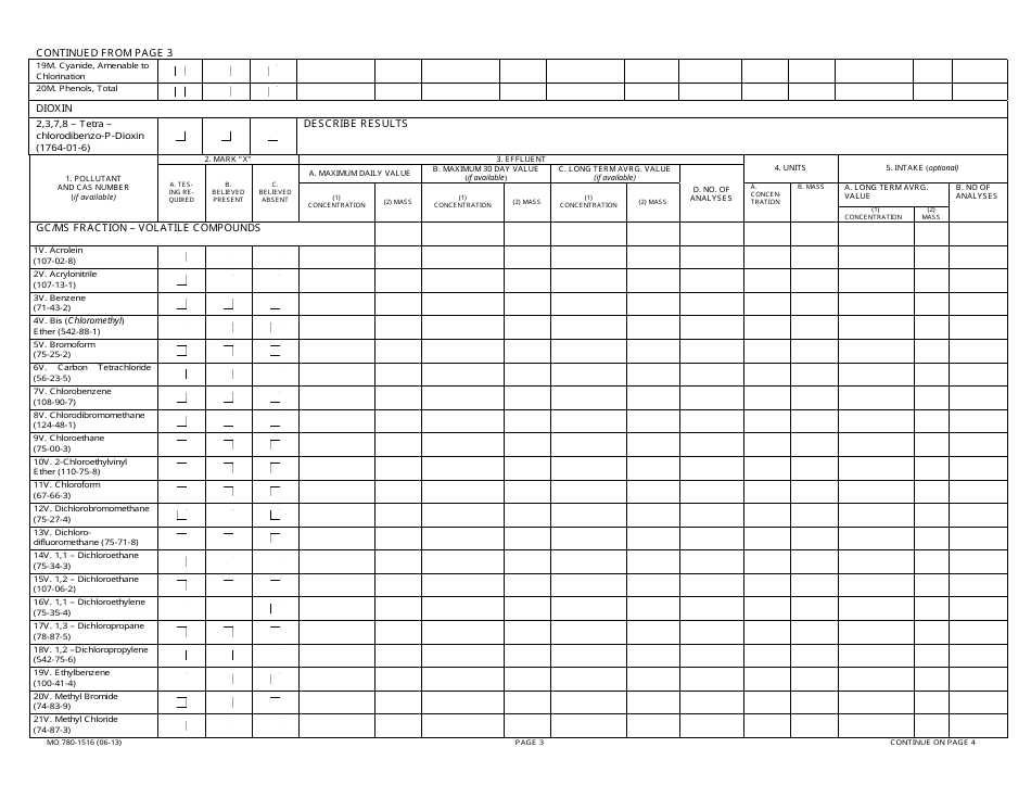 Form MO780-1516 (D) Application for Discharge Permit - Primary Industries - Missouri, Page 3
