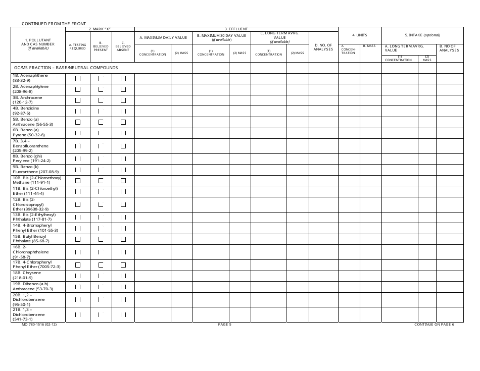 Form MO780-1516 (D) Application for Discharge Permit - Primary Industries - Missouri, Page 5