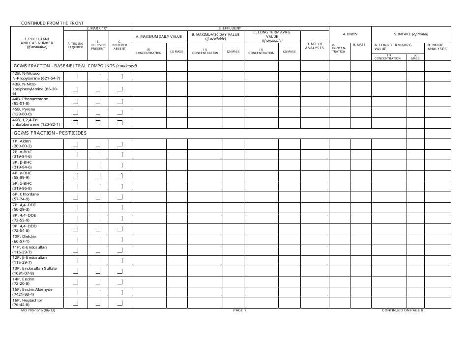 Form MO780-1516 (D) Application for Discharge Permit - Primary Industries - Missouri, Page 7