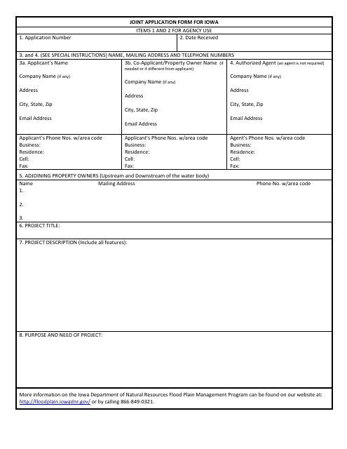 Joint Application Form for Iowa - Iowa