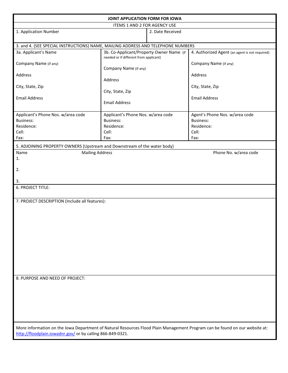 Joint Application Form for Iowa - Iowa, Page 1