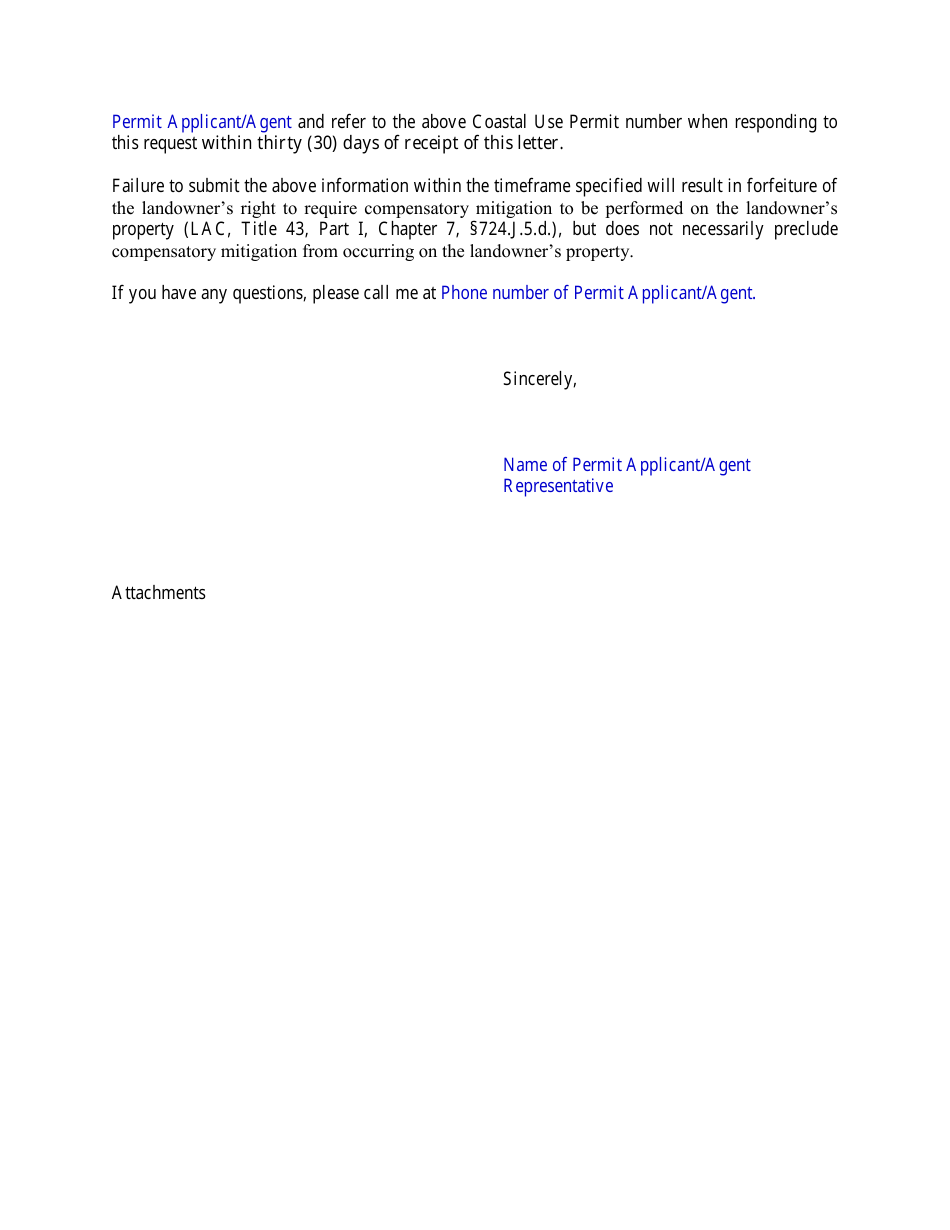 Ocm Letter to Applicant - Applicant Is Not Landowner - Louisiana, Page 2