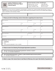 Document preview: Form FH Statutory Compliance Report Funeral Homes - Kansas