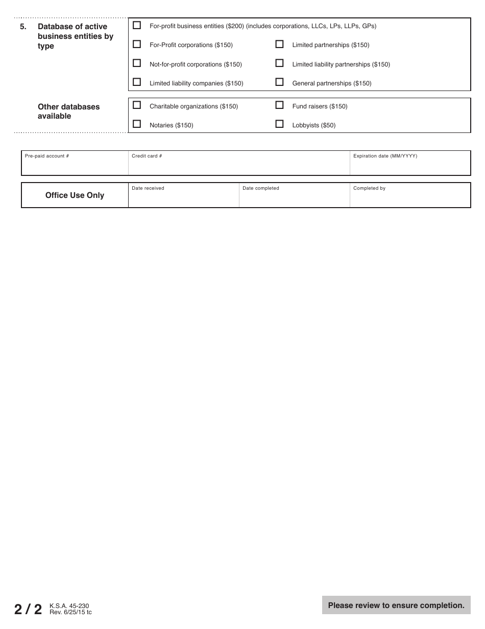 Form RAR Database Records Access Request - Kansas, Page 3