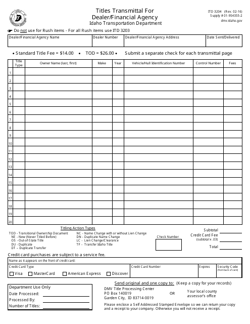 Form ITD3204  Printable Pdf