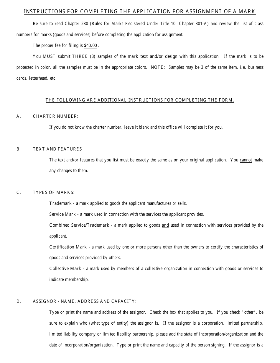 Form MARK-4 Application for Assignment of a Mark - Maine, Page 4