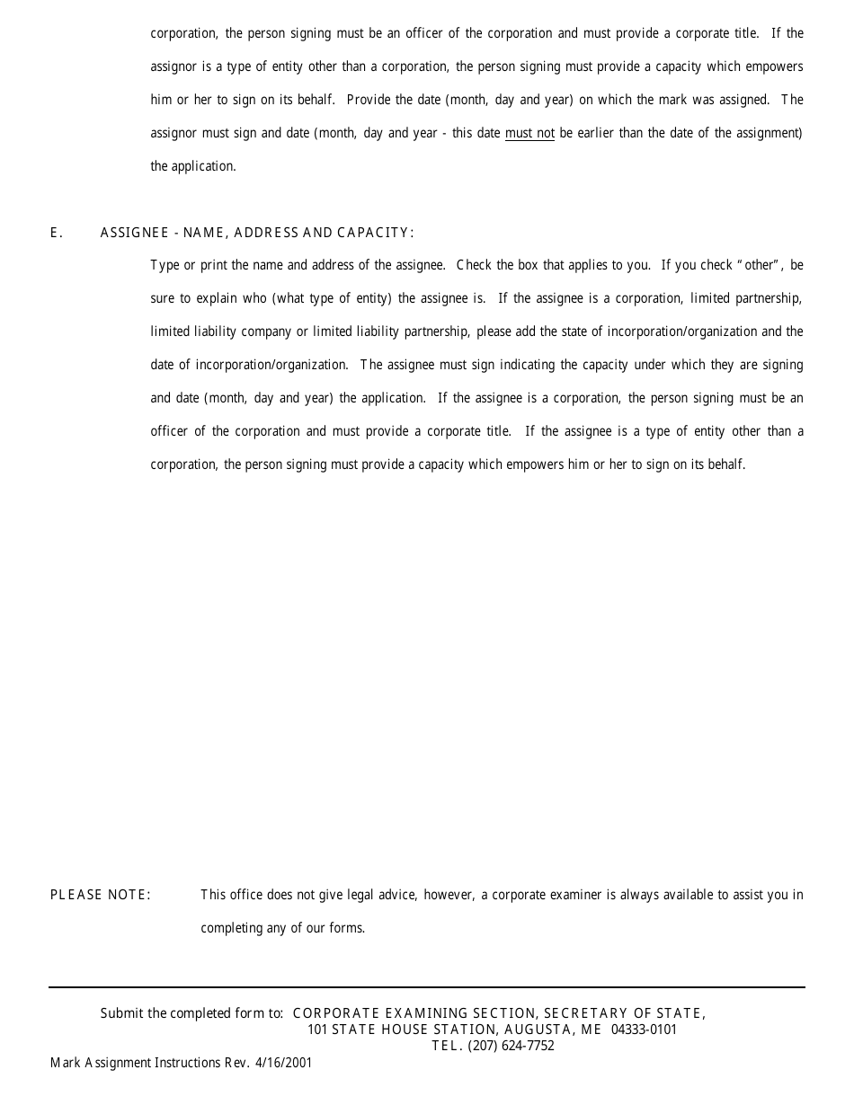 Form MARK-4 Application for Assignment of a Mark - Maine, Page 5