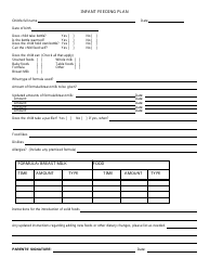 Document preview: Infant Feeding Plan Form - Georgia (United States)