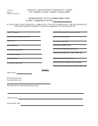 Form 110 &quot;Injury - Agreement as to Compensation&quot; - Kentucky