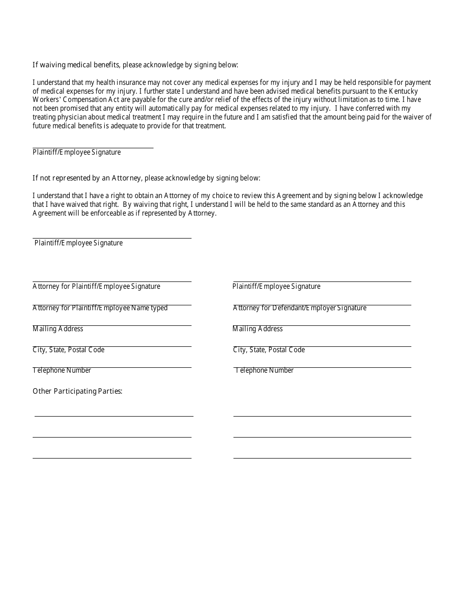 Form 110 Injury - Agreement as to Compensation - Kentucky, Page 5