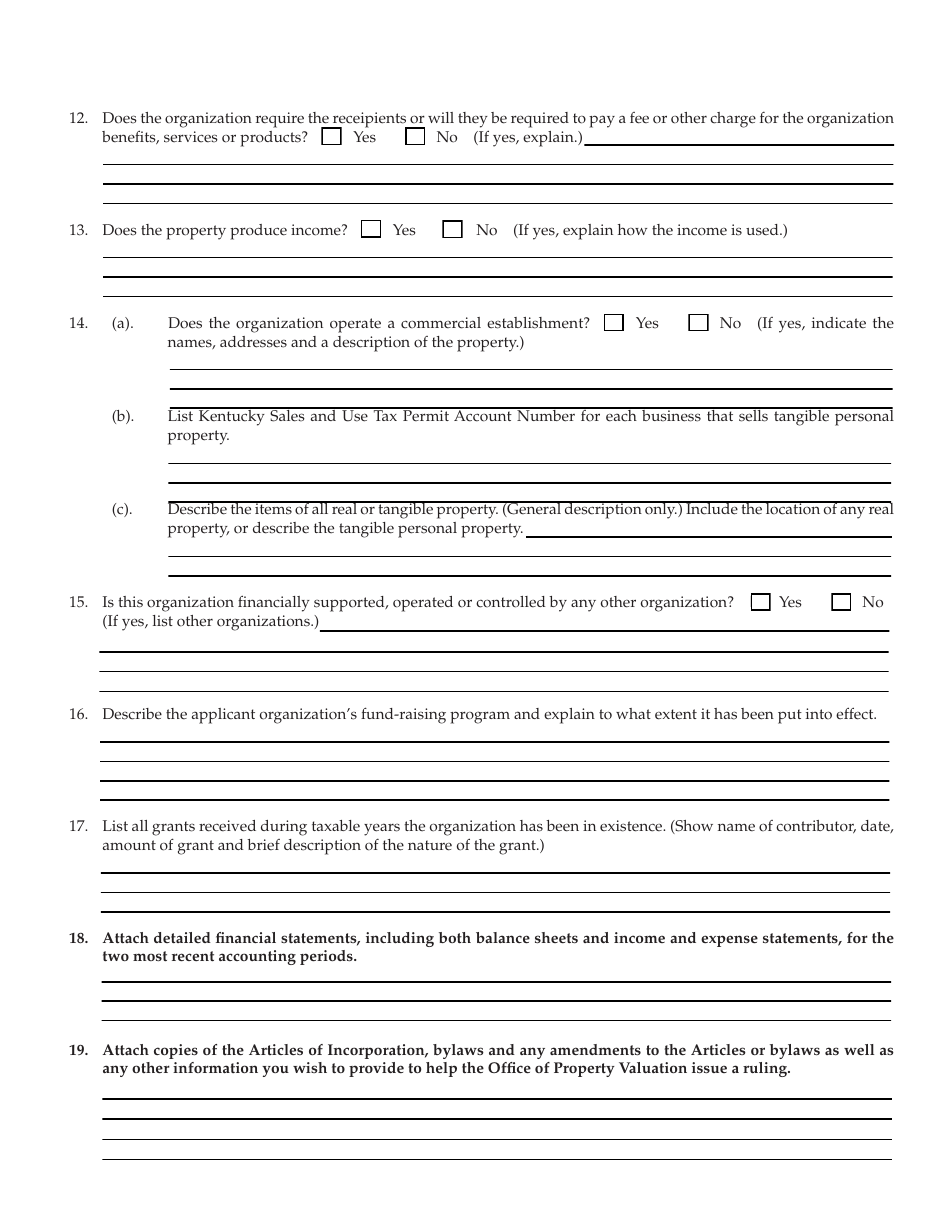 Form 62A023 Application for Exemption From Property Taxation - Kentucky, Page 3