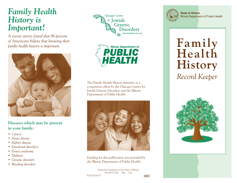 Form IOCI0024-10 Family Health History Record Keeper - Illinois, Page 1