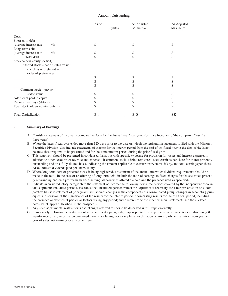 Form SR-1 Form of Prospectus for Registration of Securities by Qualification - Missouri, Page 6