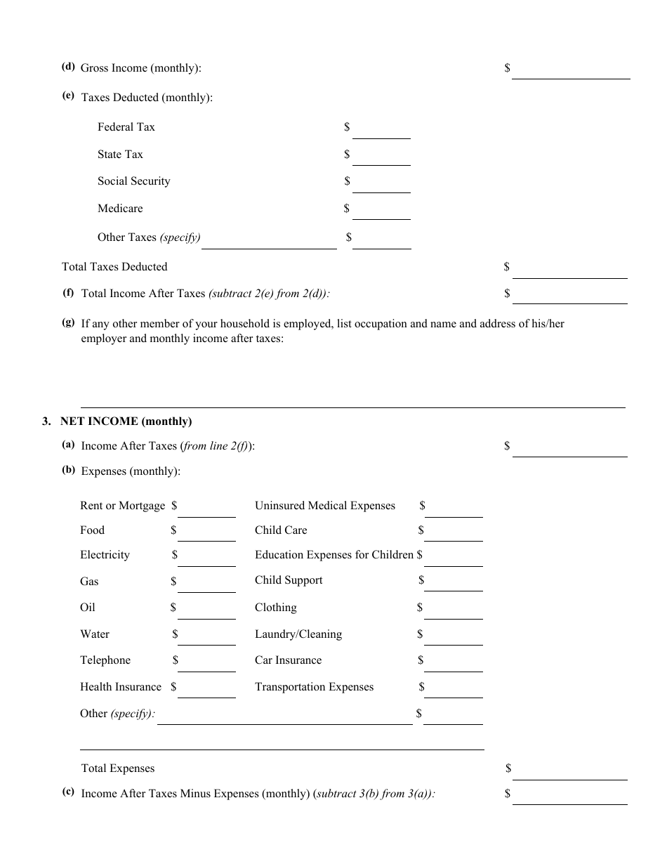 Massachusetts Supplement to Affidavit of Indigency and Request for ...