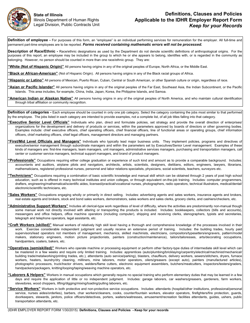 Form PC-1 Idhr Employer Report Form - Illinois, Page 3