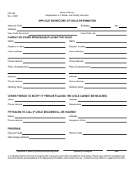 Form CFS428 Application/Record of Child Information - Illinois