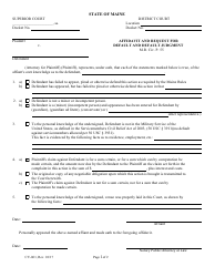Document preview: Form CV-061 Affidavit and Request for Default and Default Judgment - Maine