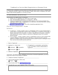 Document preview: Trademark or Service Mark Registration or Renewal Form - Maryland
