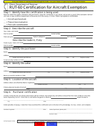 Form RUT-60 &quot;Certification for Aircraft Exemption&quot; - Illinois