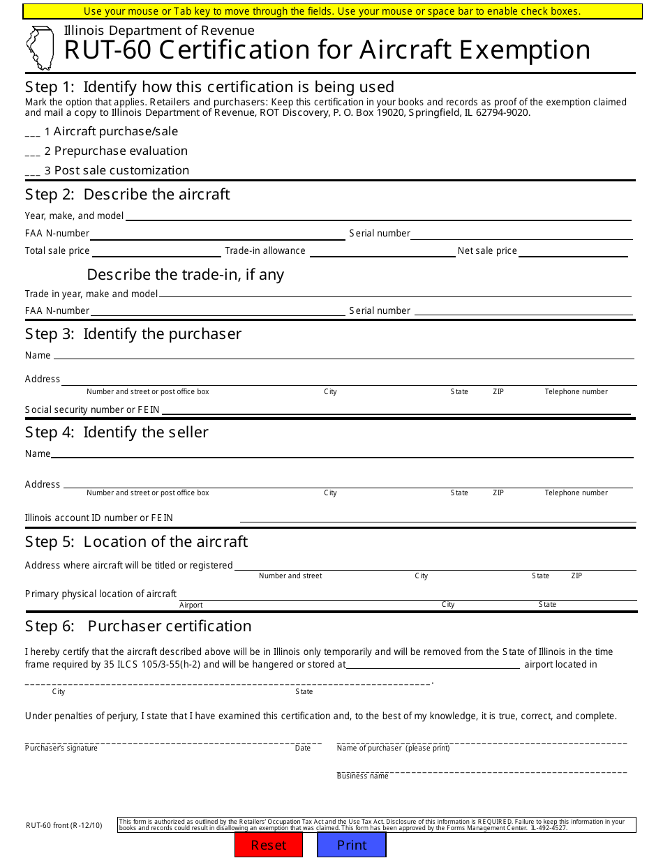Form RUT-60 - Fill Out, Sign Online and Download Fillable PDF, Illinois ...