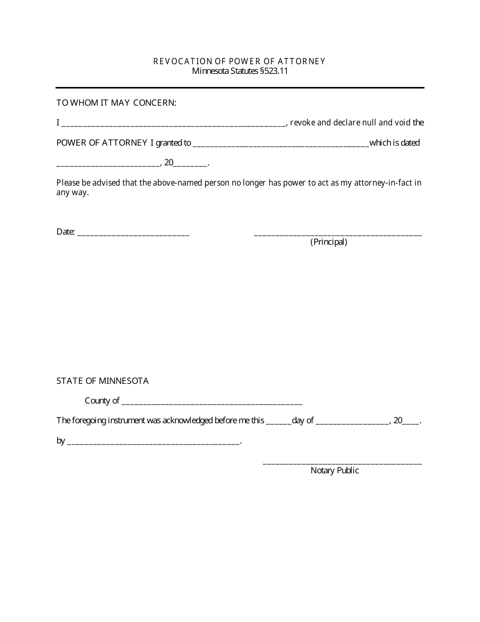 Minnesota Revocation of Power of Attorney - Fill Out, Sign Online and ...