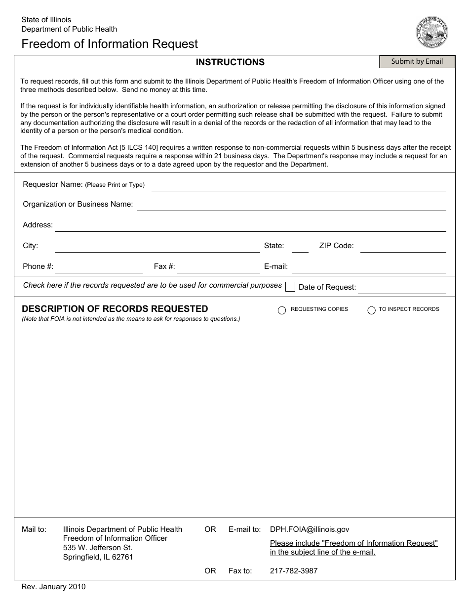 Freedom of Information Act Request Form - Illinois, Page 1